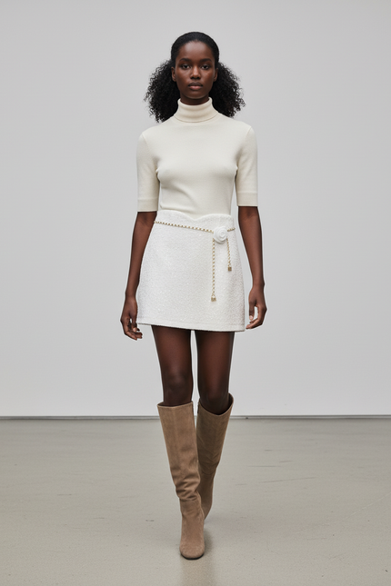 Jupe Paillette Blanche Tweed Chic