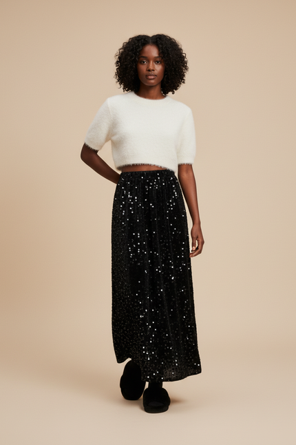 Jupe Paillette Noire Longue Chic