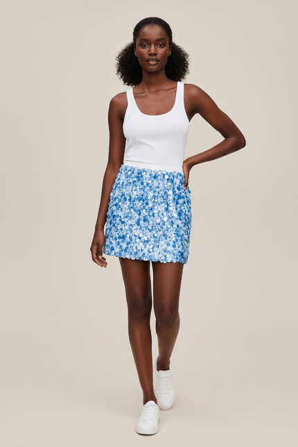 Jupe Paillette Bleue Mini Chic