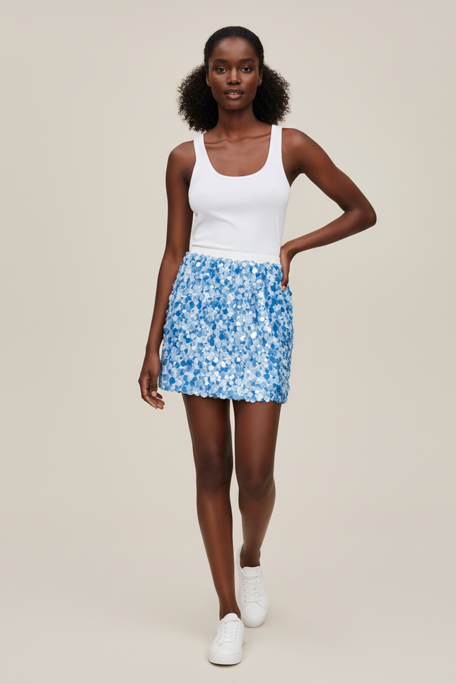 Jupe Paillette Bleue Mini Chic