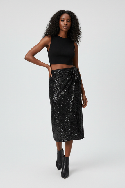Jupe Paillette Noire Portefeuille Chic