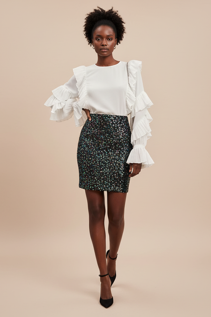 Jupe Paillette Multicolore Mini Chic