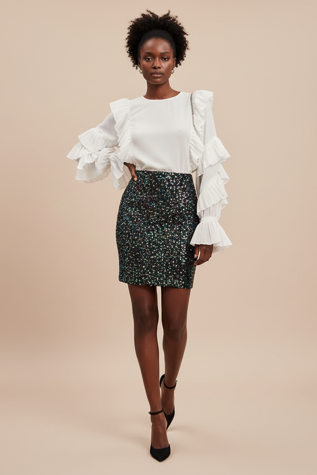 Jupe Paillette Multicolore Mini Chic