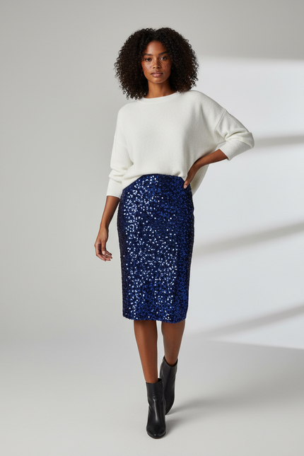 Jupe Paillette Bleue Bodycon Chic