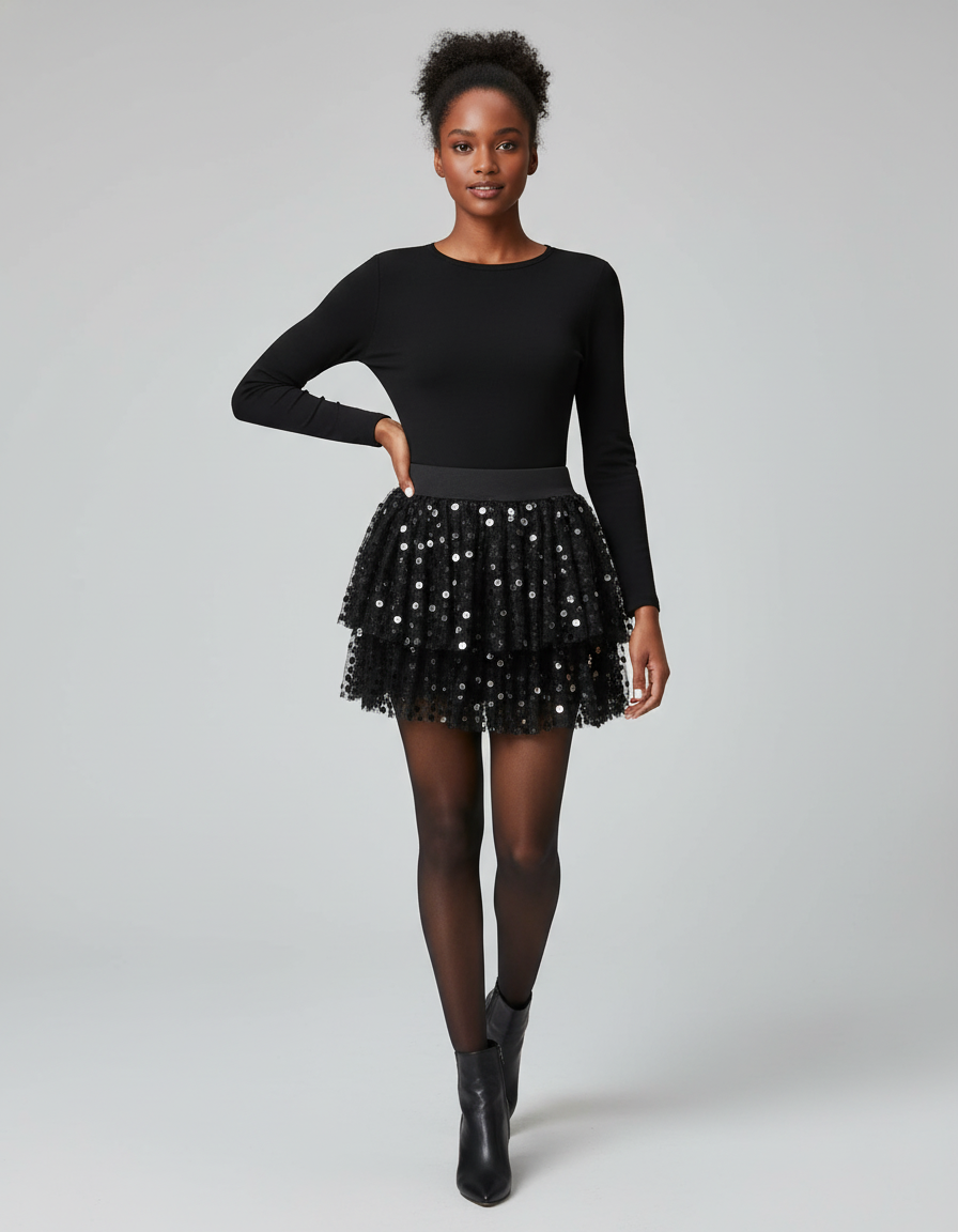 Jupe Paillettes Noires