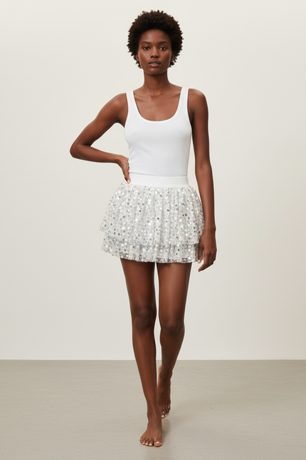 Jupe Argentée Pailletée