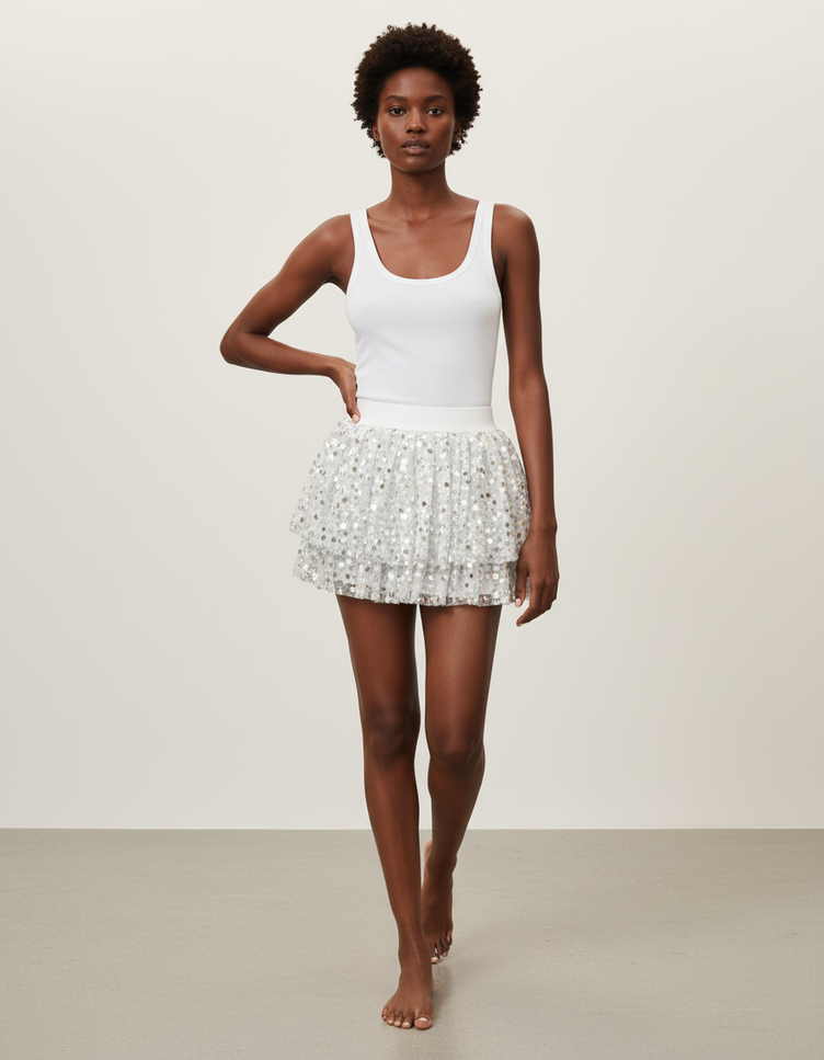 Jupe Argentée Pailletée