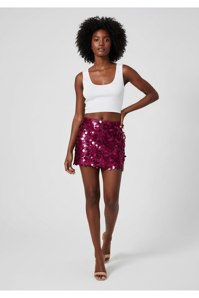 Jupe Paillette Fuchsia Mini Chic