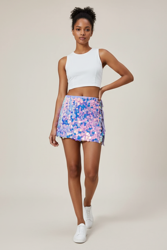 Jupe Paillette Irisée Mini Chic