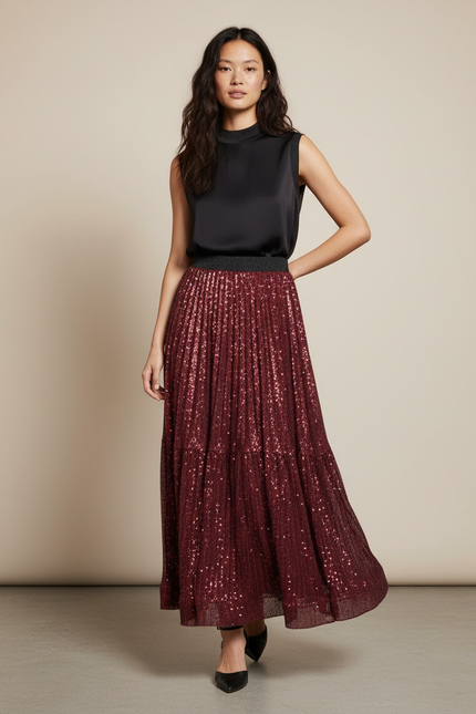 Jupe Pailletée Bordeaux