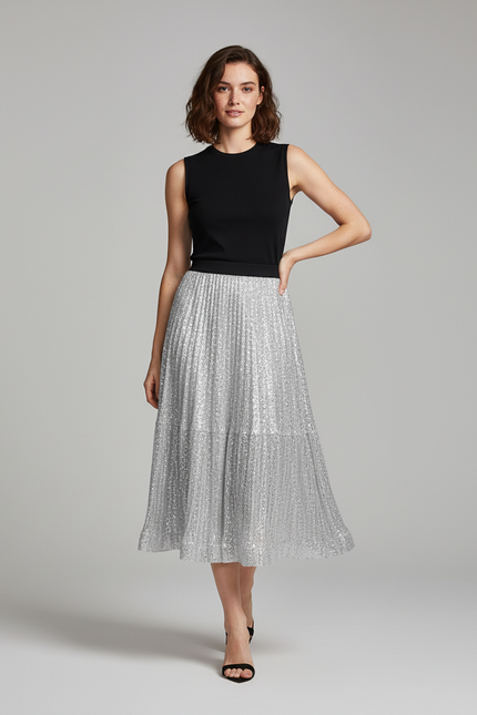 Jupe Paillettes Argent