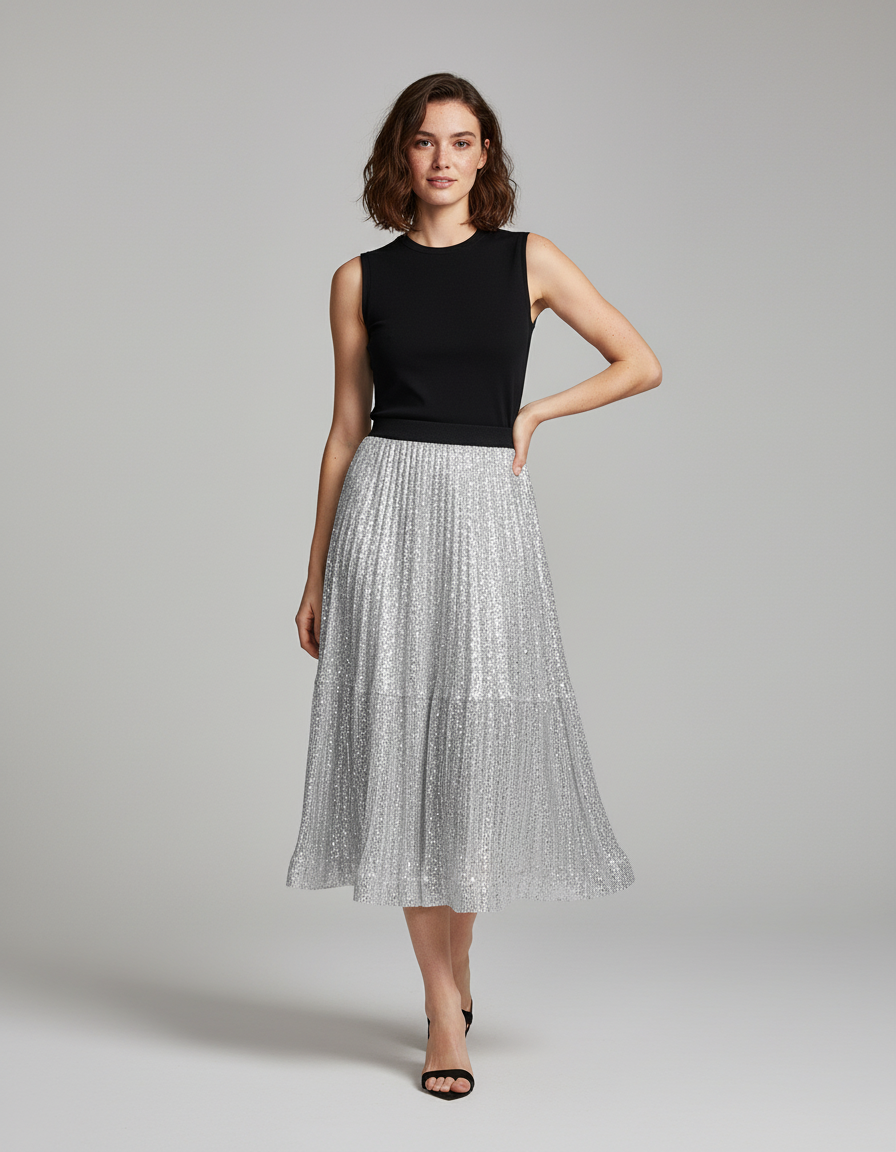 Jupe Paillettes Argent