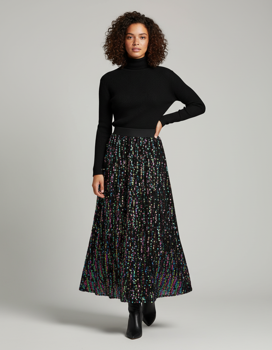 Jupe Paillette Longue Scintillante Chic