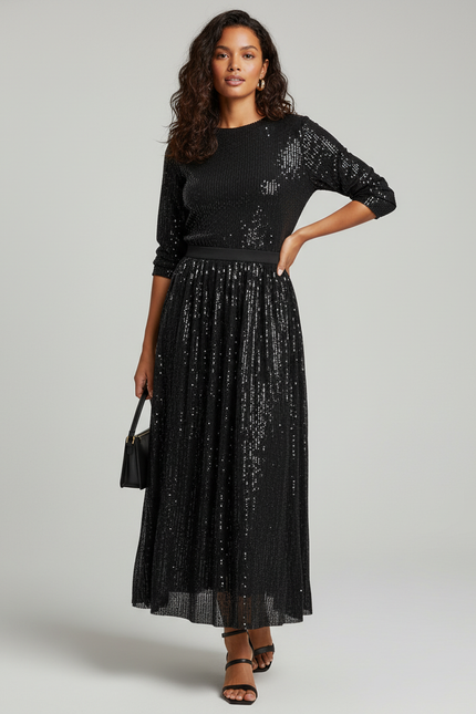 Jupe Paillette Noire Femme