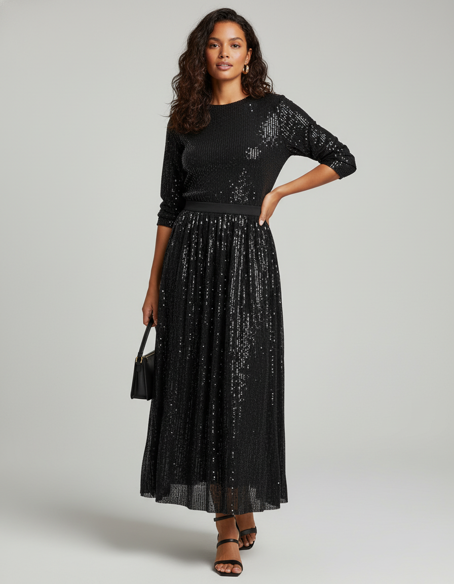 Jupe Paillette Noire Femme