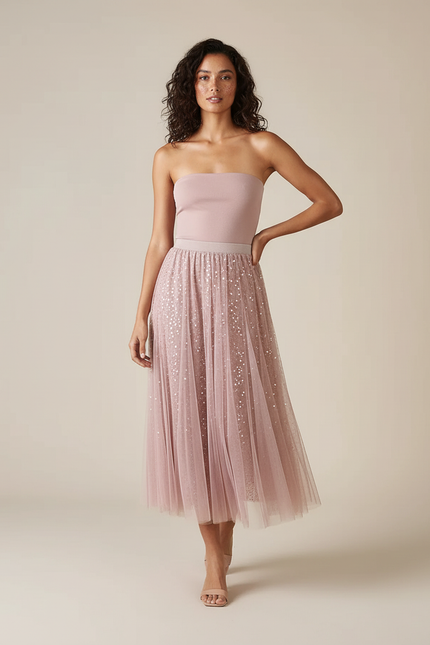 Jupe Paillette Rose Tulle Élégante
