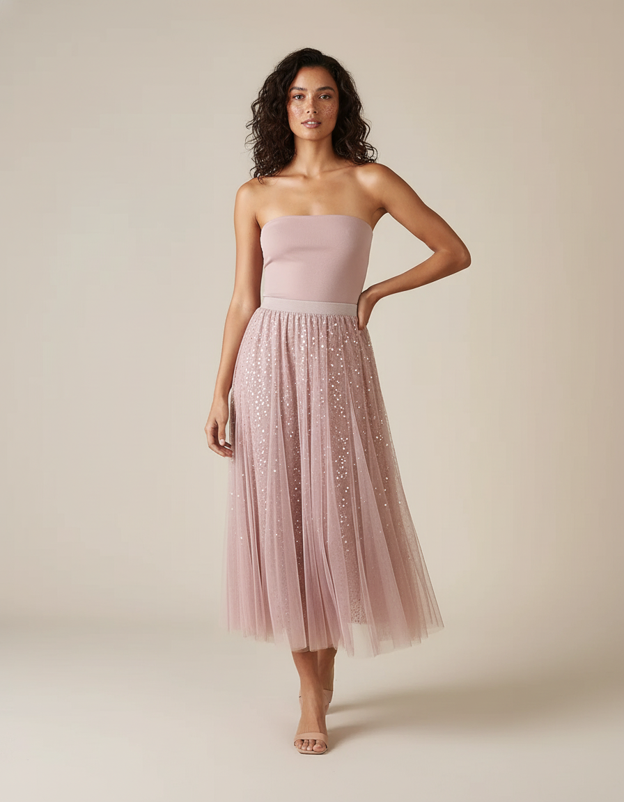 Jupe Paillette Rose Tulle Élégante