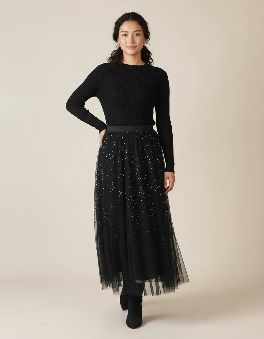 Jupe Tulle Noir Pailleté