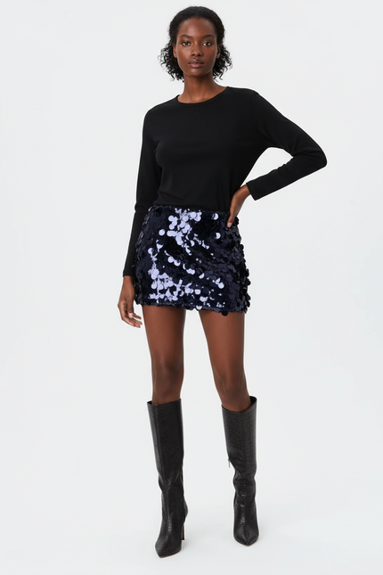 Jupe Paillette Mini Bleue Chic