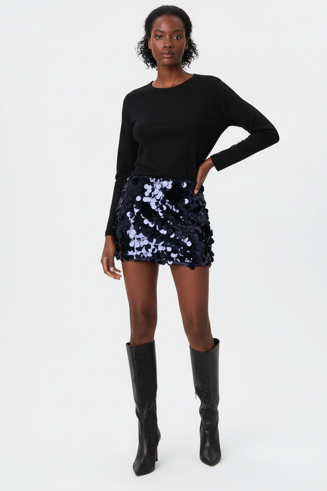 Jupe Paillette Mini Bleue Chic