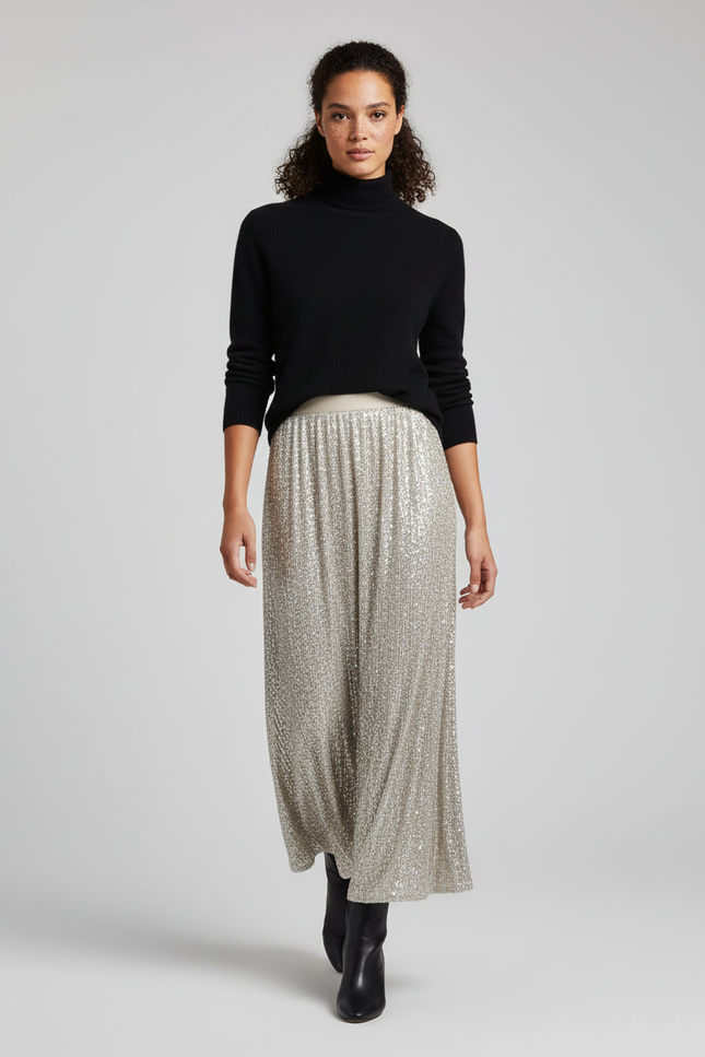 Jupe Paillette Longue Dorée Élégante