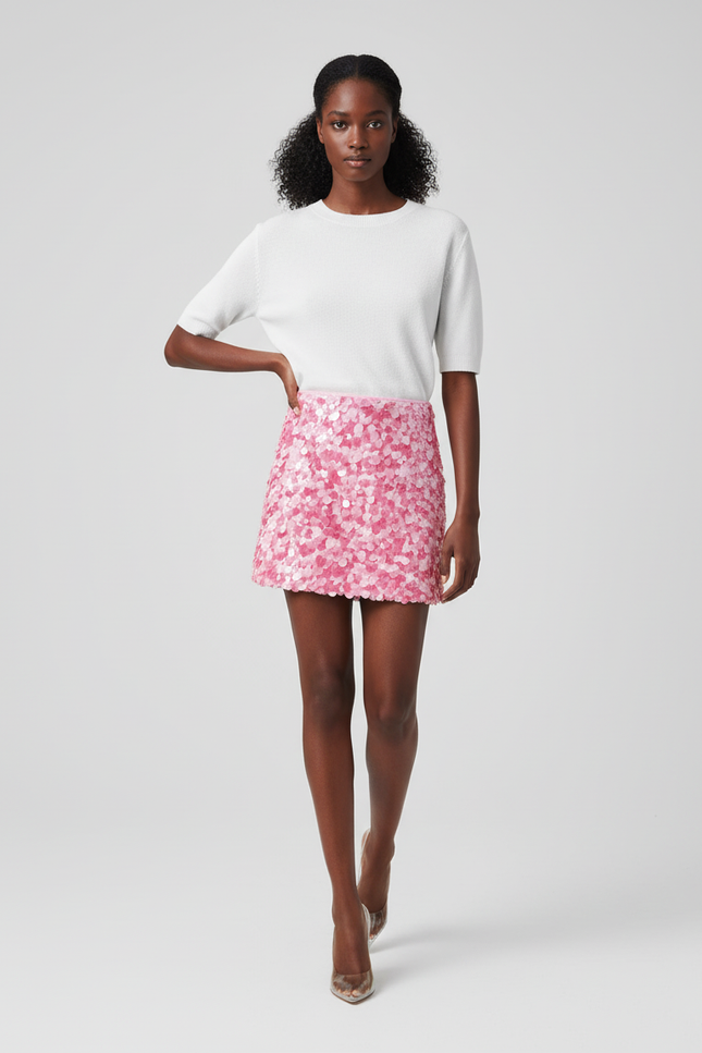 Jupe Paillette Rose Mini Élégante
