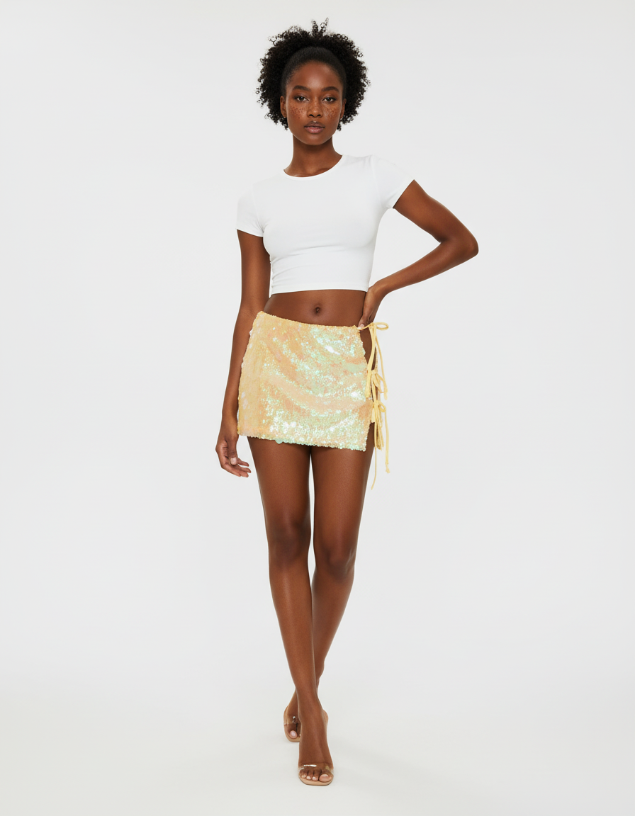 Jupe Paillette Mini Fendue Chic