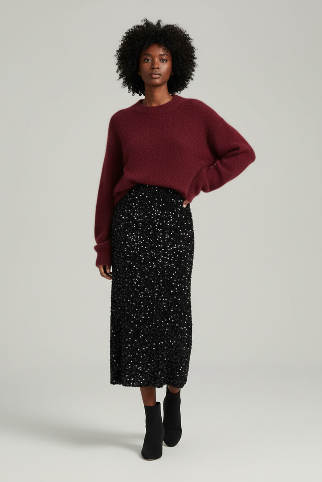 Jupe Paillette Noire Bodycon Chic