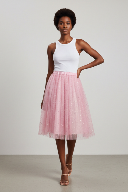 Jupe Paillette Rose Tulle Élégante