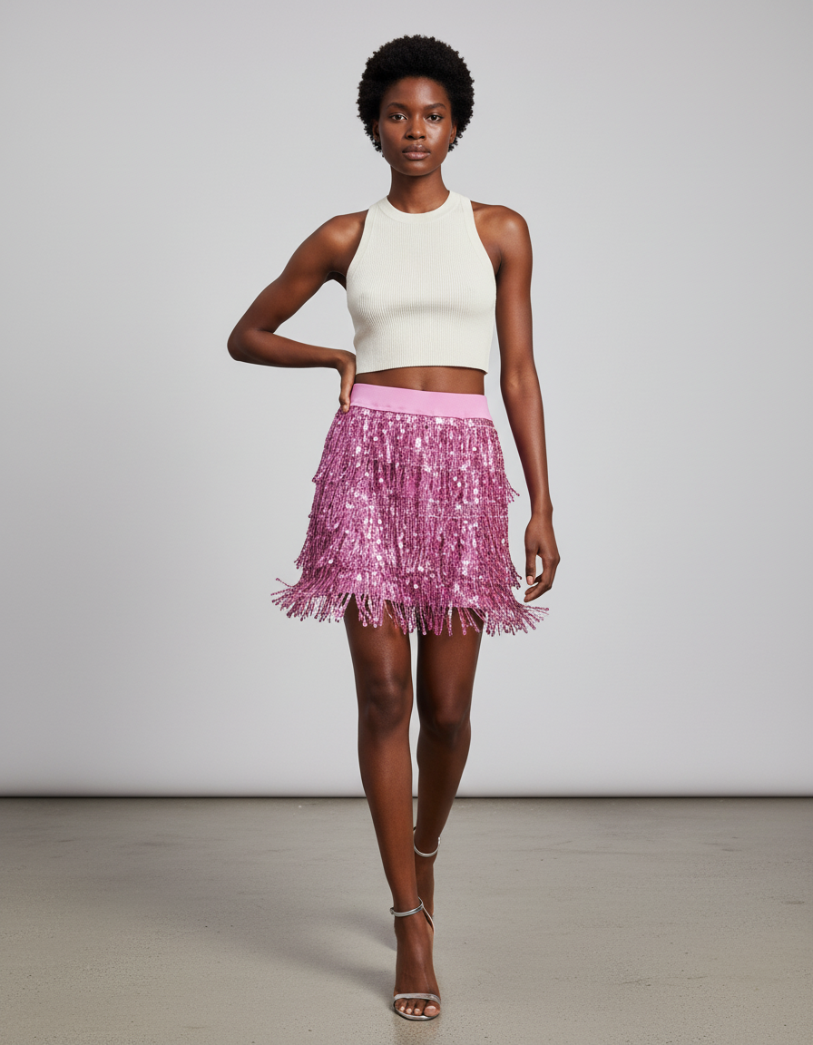 Jupe Paillettes Rose