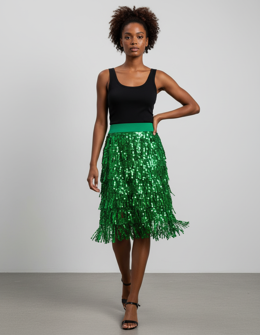 Jupe Pailletée Verte