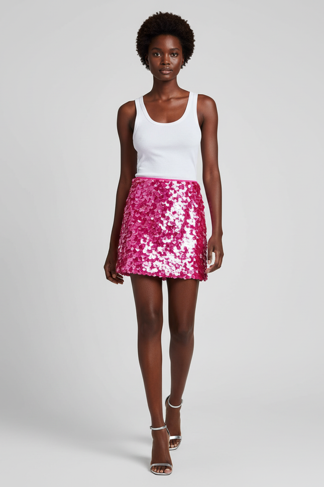 Jupe Paillette Fuchsia Mini Chic
