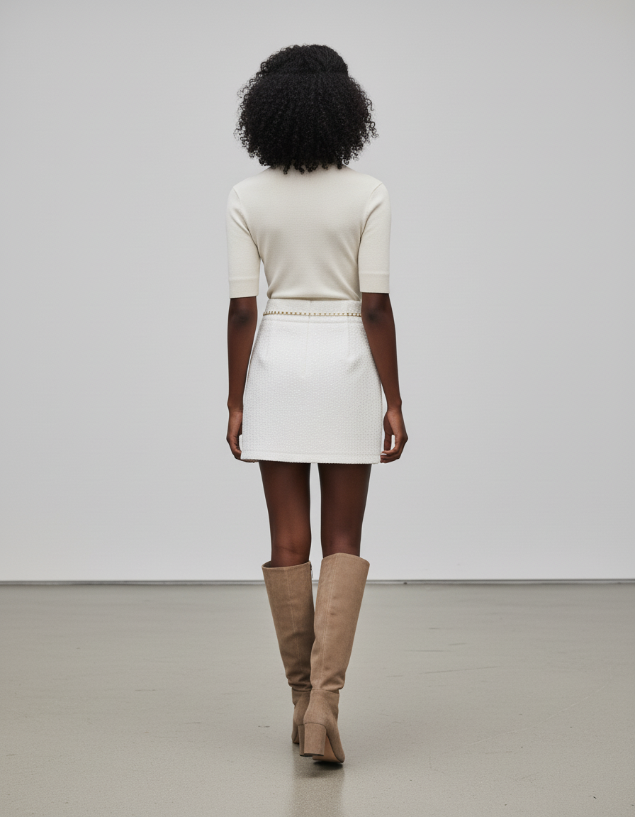 Jupe Paillette Blanche Tweed Chic