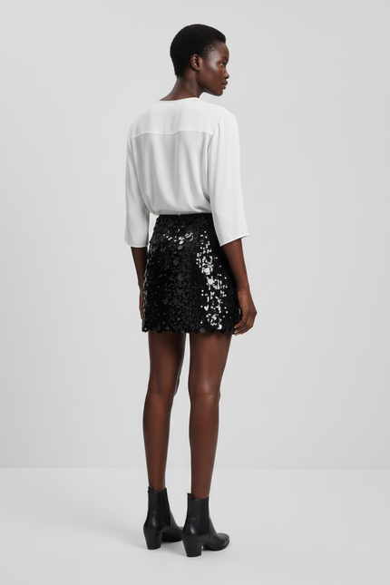 Jupe Paillette Noire Mini Chic