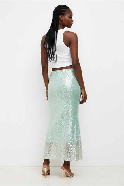 Jupe Paillette Vert Menthe Sirène Chic