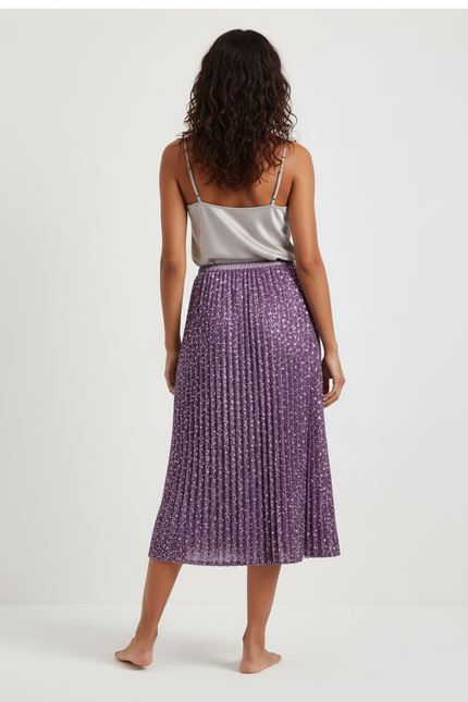 Jupe Paillette Violette Midi Chic