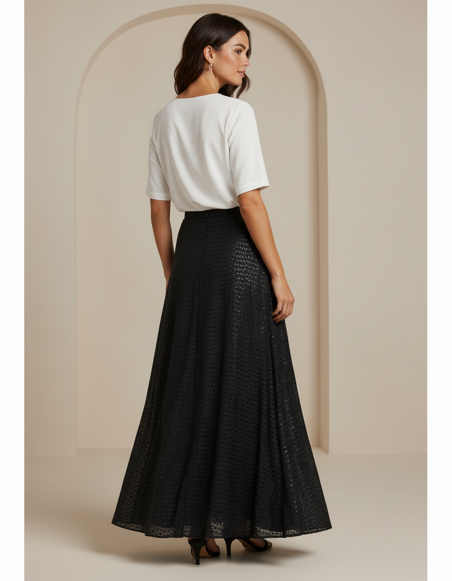 Jupe Paillette Noire Longue Élégante