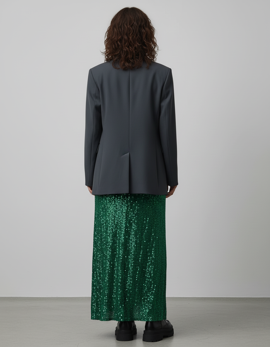 Jupe Paillette Verte Longue Élégante