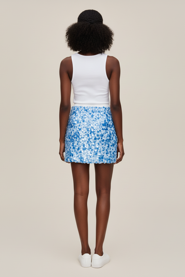 Jupe Paillette Bleue Mini Chic