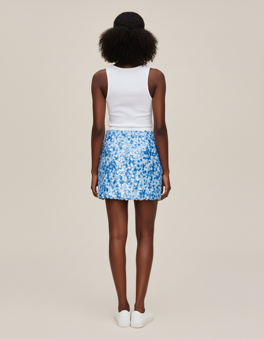 Jupe Paillette Bleue Mini Chic