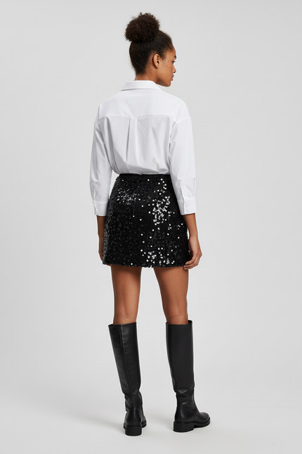 Jupe Paillette Noire Mini Chic