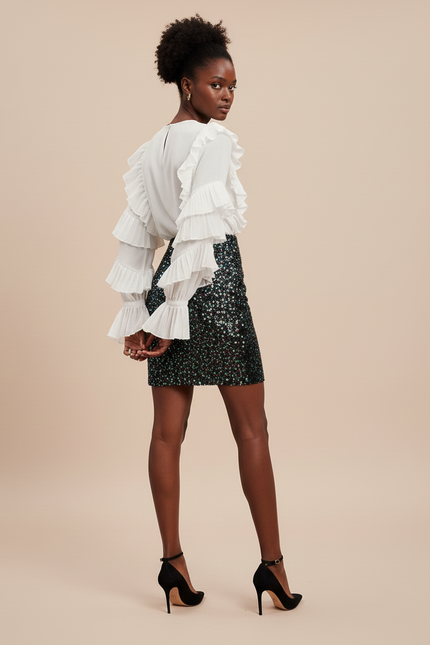 Jupe Paillette Multicolore Mini Chic