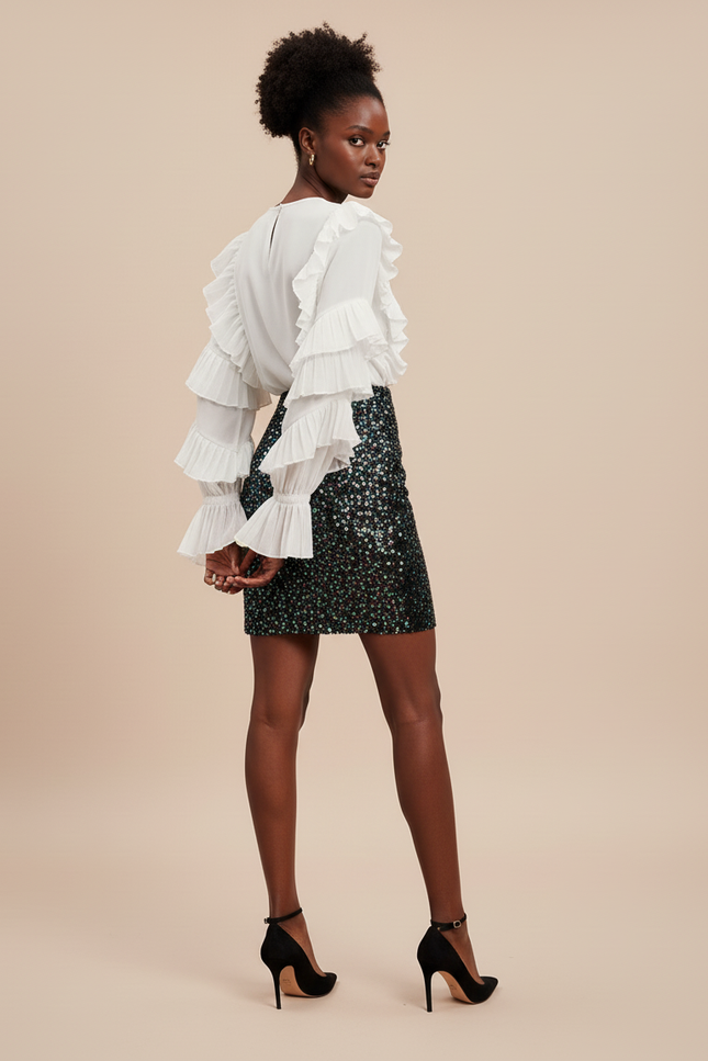 Jupe Paillette Multicolore Mini Chic
