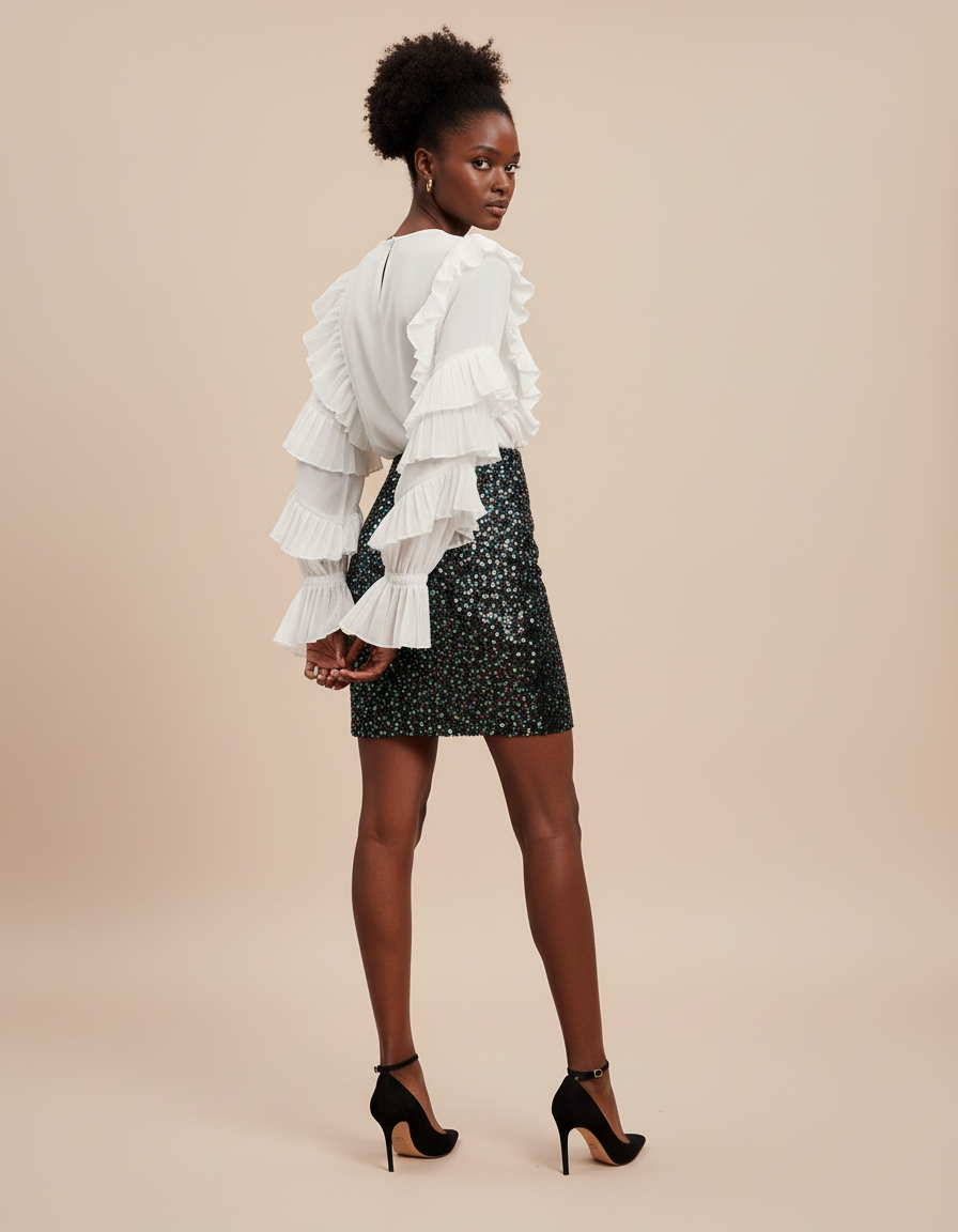 Jupe Paillette Multicolore Mini Chic