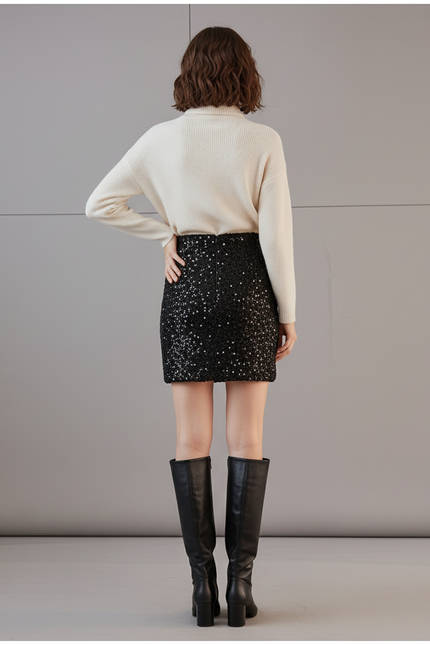 Jupe Paillette Noire Bodycon Chic