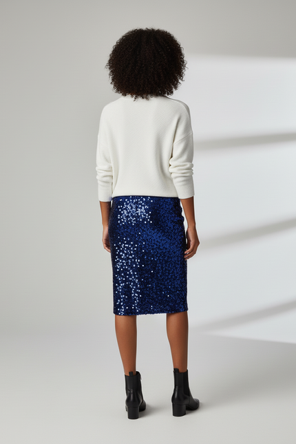 Jupe Paillette Bleue Bodycon Chic