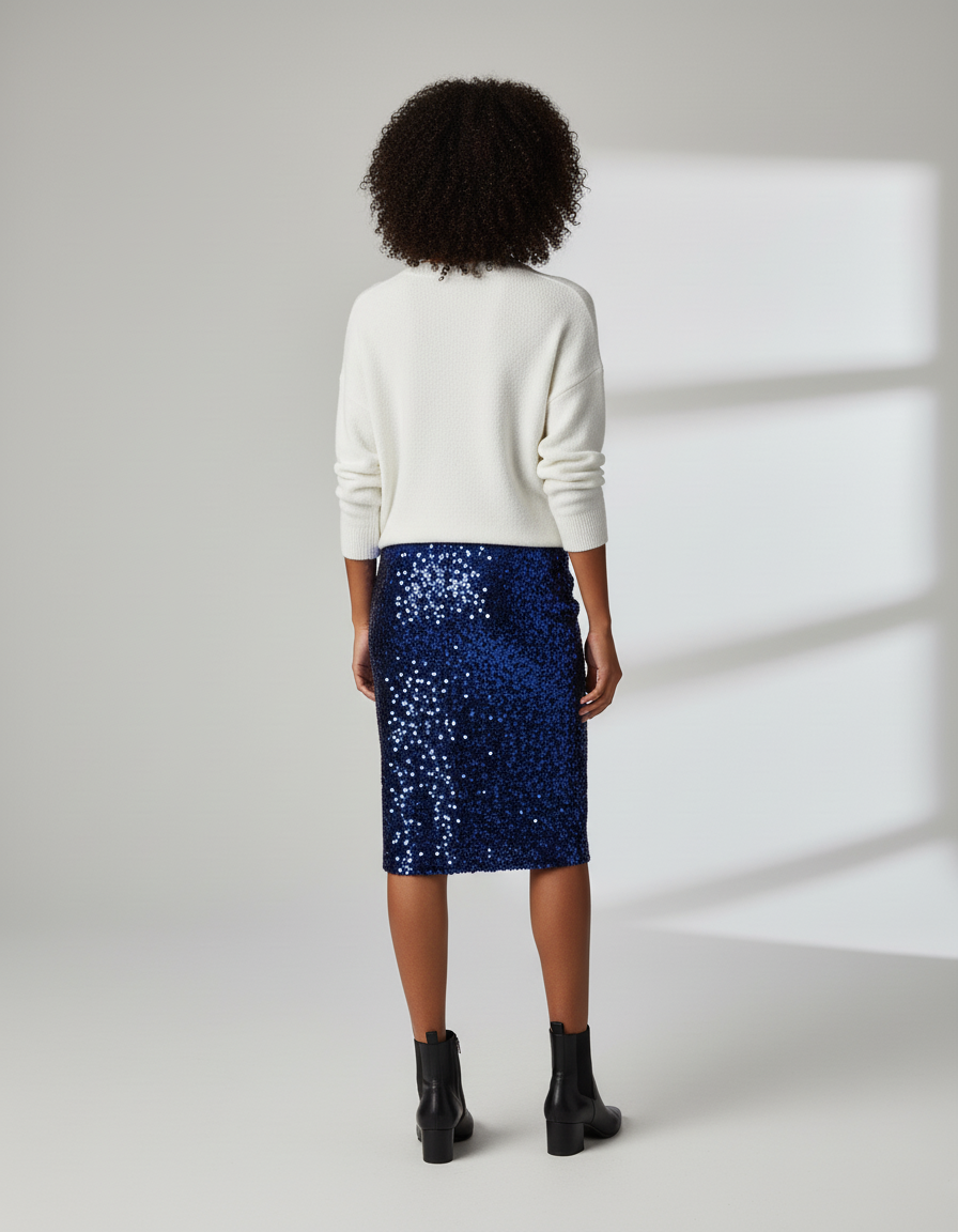 Jupe Paillette Bleue Bodycon Chic