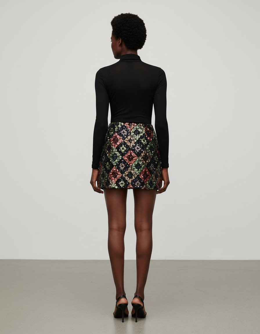 Jupe Paillette Mini Multicolore Y2K