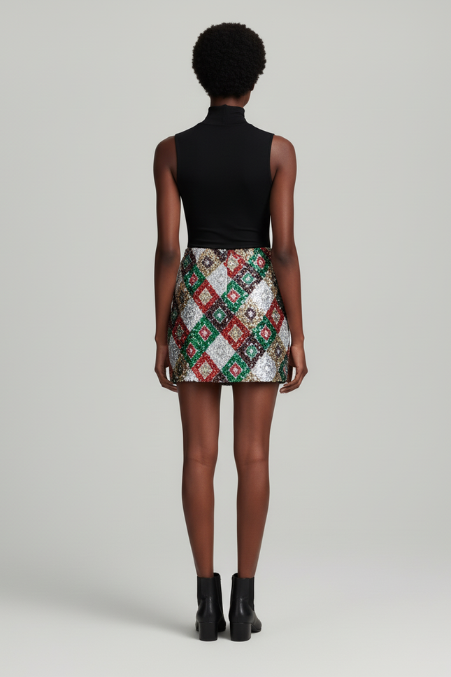 Jupe Paillette Motif Losanges Chic