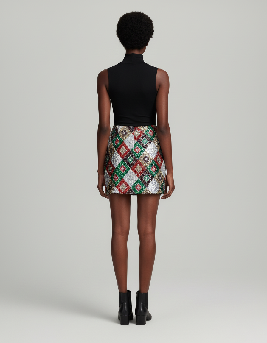 Jupe Paillette Motif Losanges Chic